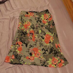 THE VINTAGE TWIN Gothic Lace Print Floral Midi Skirt